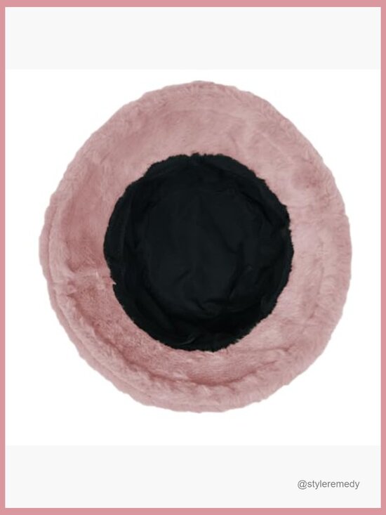 Faux Fur Wide Brim Bucket Hat with Adjustable Drawstring for Women main image 5